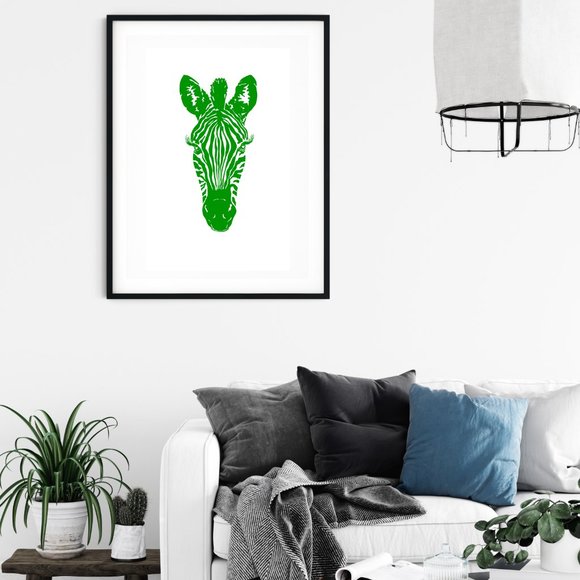 Vibrant Zebra Poster Pink, Red, Blue, Green/ Galantine or Valentine décor, 11x17 - Picture 6 of 13